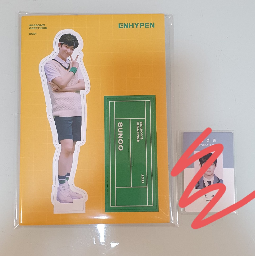 [WTS] Enhypen Season's Greetings Sunoo's Standee and ID Card, Hobbies