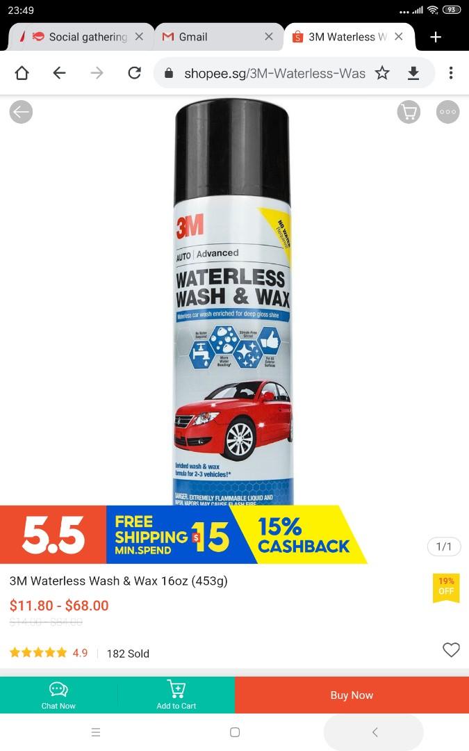 3M Waterless Wash and Wax, Car Accessories, Accessories on Carousell