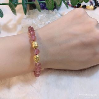 999硬金小魚襯6MM草莓晶手鏈  💰HKD60064194529459203110