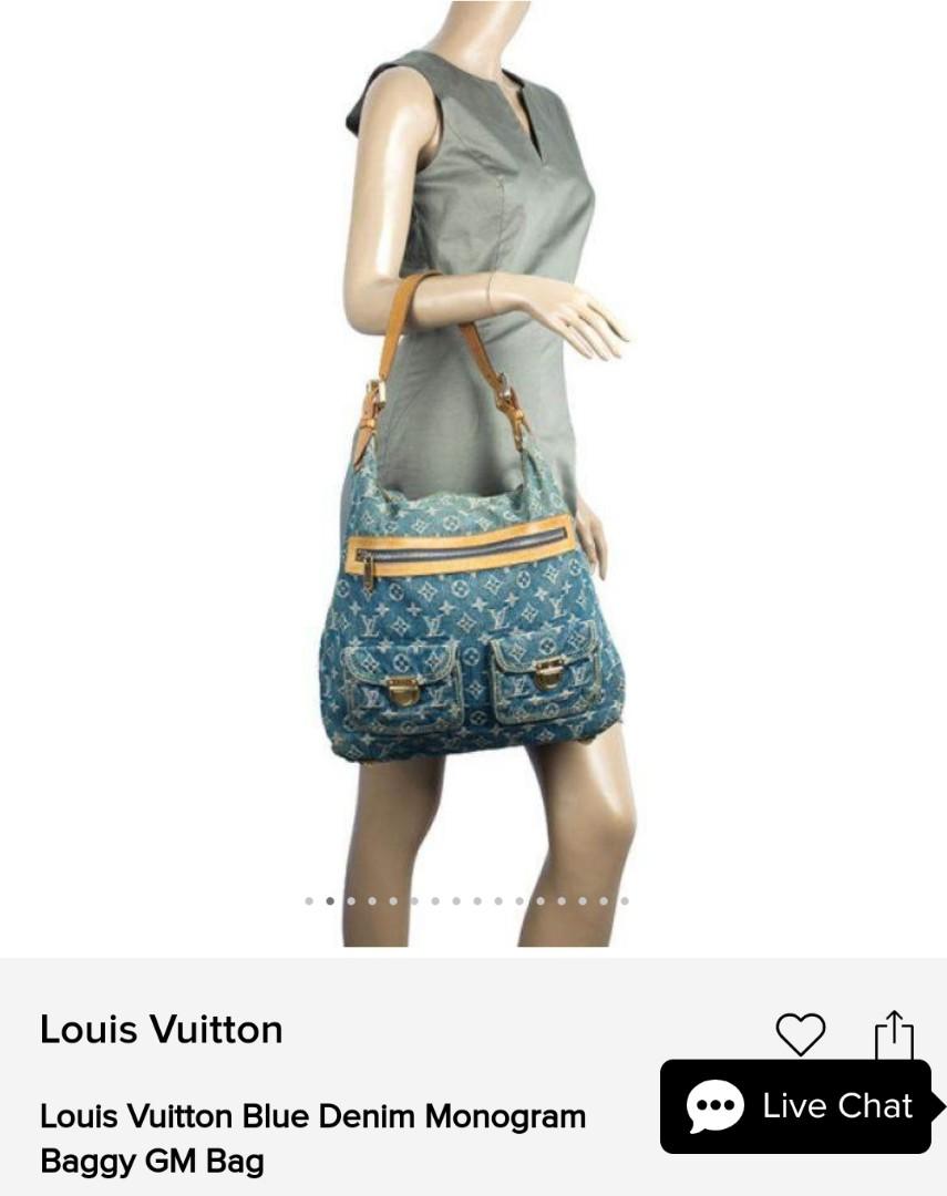 Authentic Louis Vuitton blue denim monogram baggy GM bag, Luxury