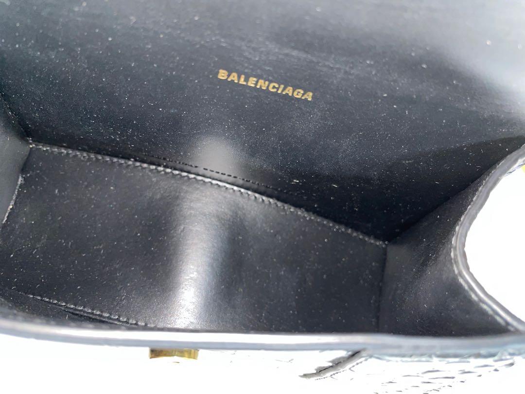Hourglass XS Handbag Metallized Crocodile Embossed With Rhinestones Lu