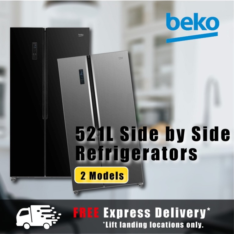 BEKO GNO5231GBSG 521L BLACK GLASS SIDE BY SIDE REFRIGERATOR, TV & Home