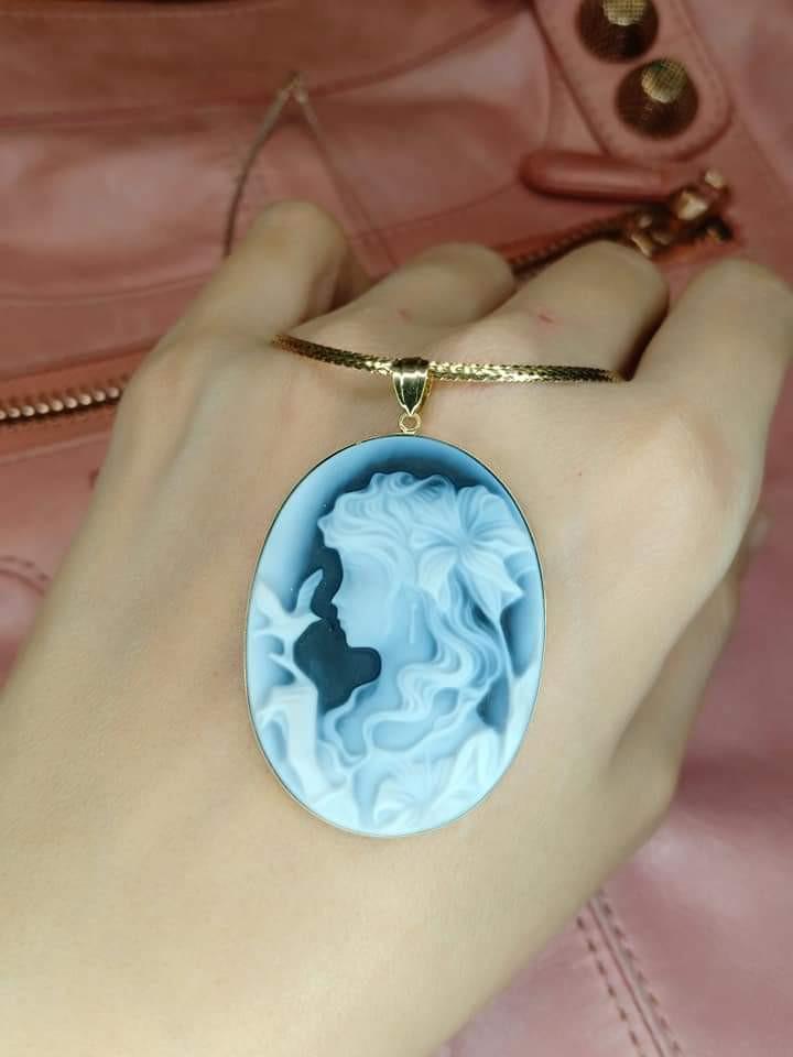 Black and White Cameo Pendant on Omega Tone Chain, Looking For on 