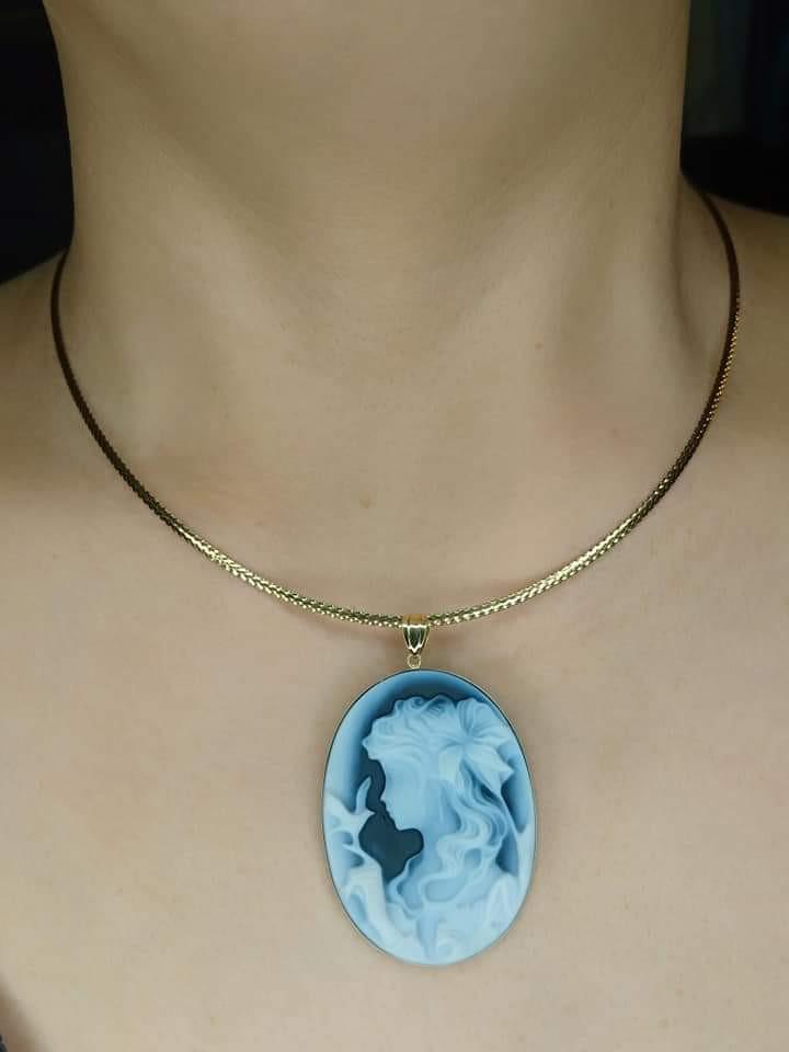 Black and White Cameo Pendant on Omega Tone Chain, Looking For on 