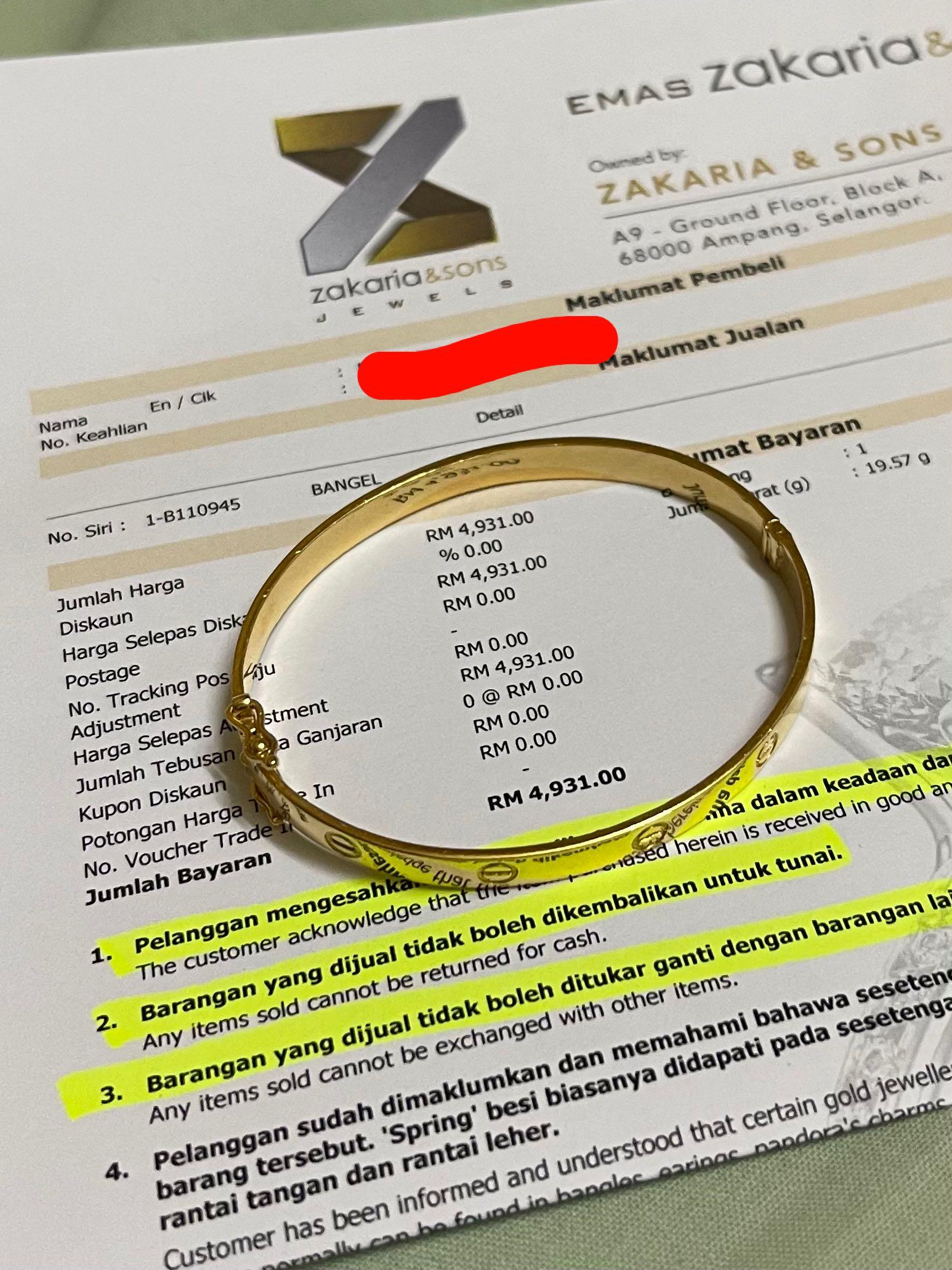 Cartier Bangle Gold 916 5 7cm Luxury Accessories On Carousell