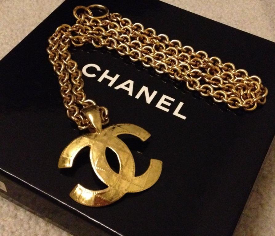 Chanel Vintage Big CC 24K Gold Plated Necklace Women s Fashion