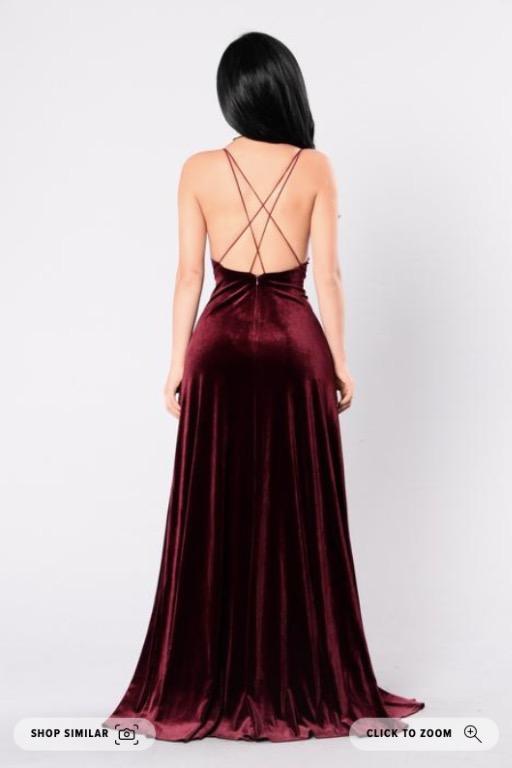 Burgundy velvet dress fashion nova deals