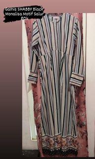 Gamis SHABBY Black Monalisa Motif Salur