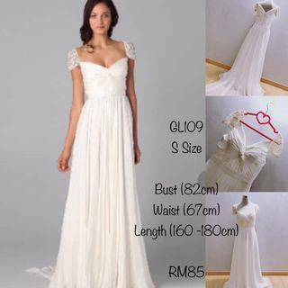 [GL109S] Pearl White Chiffon Dinner Dress/Gown With Ruffle Beading Sequins