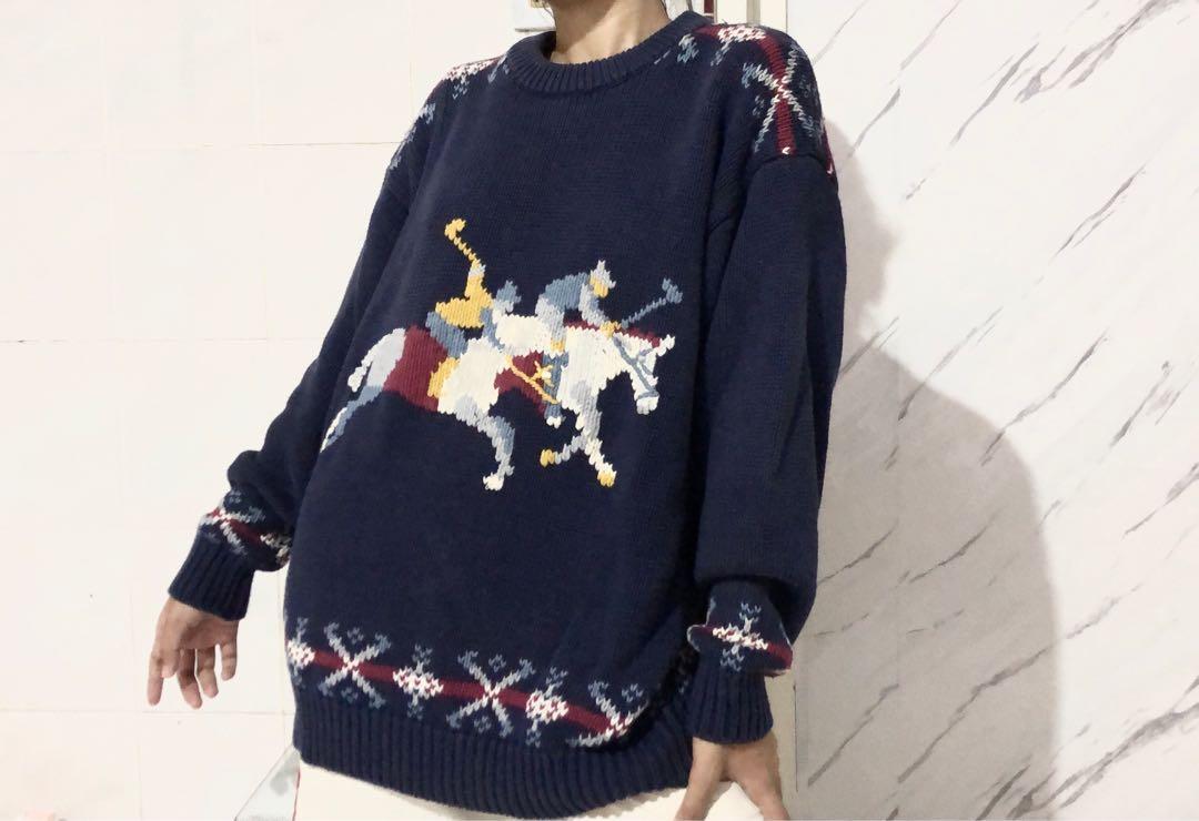 graphic knit sweater, Fesyen Wanita 