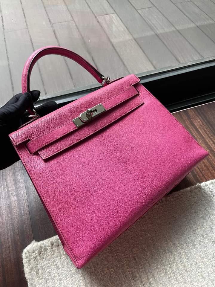Hermes Kelly 28 Handbag L3 Rose Purple Togo SHW