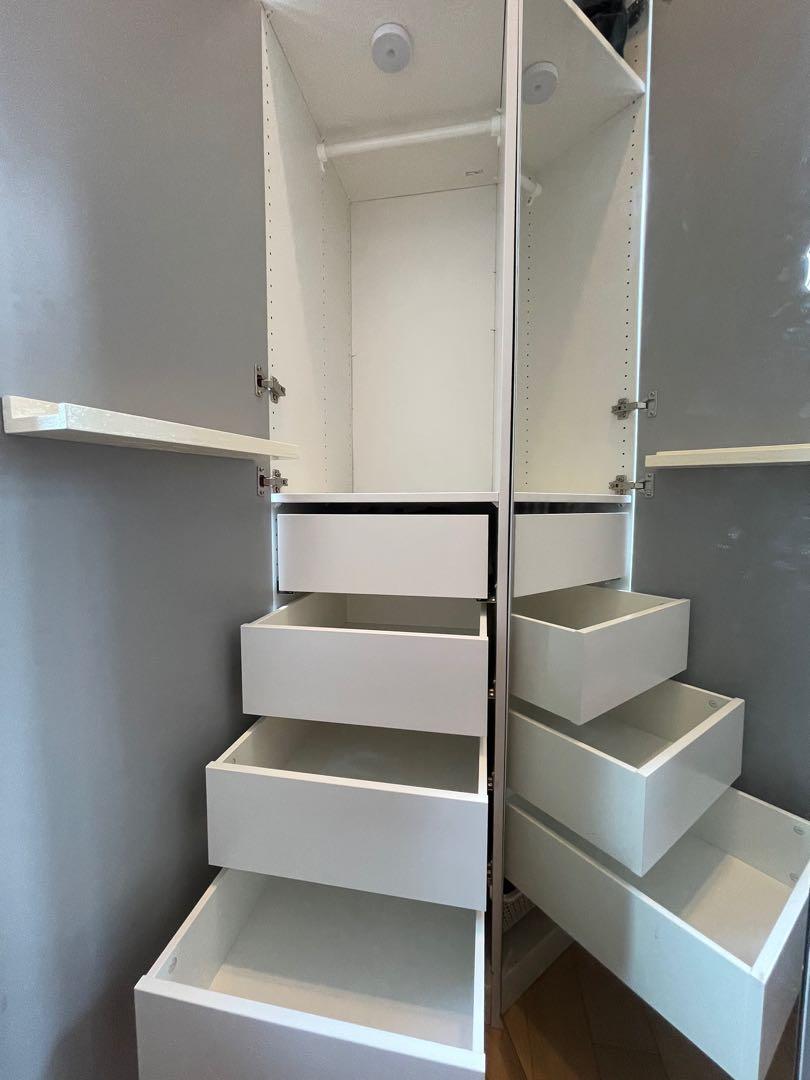 Ikea Pax Corner wardrobe (Mirror + White), 傢俬＆家居, 傢俬, 書櫃、櫃子及架 Carousell