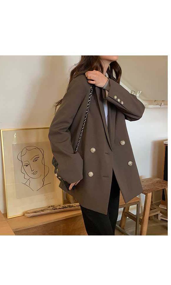 Ulzzang dark brown oversized blazer 