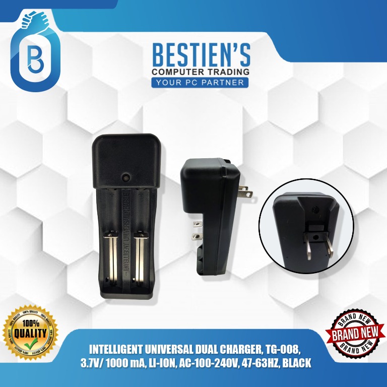 Intelligent Universal Dual Charger Tg 008 3 7v 1000 Ma Li Ion Ac 100 240v 47 63hz Black Everything Else Others On Carousell