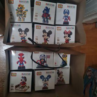 'Lego' blocks - Mickey Minnie mouse, transformers, snoopy,  spider Man, minion