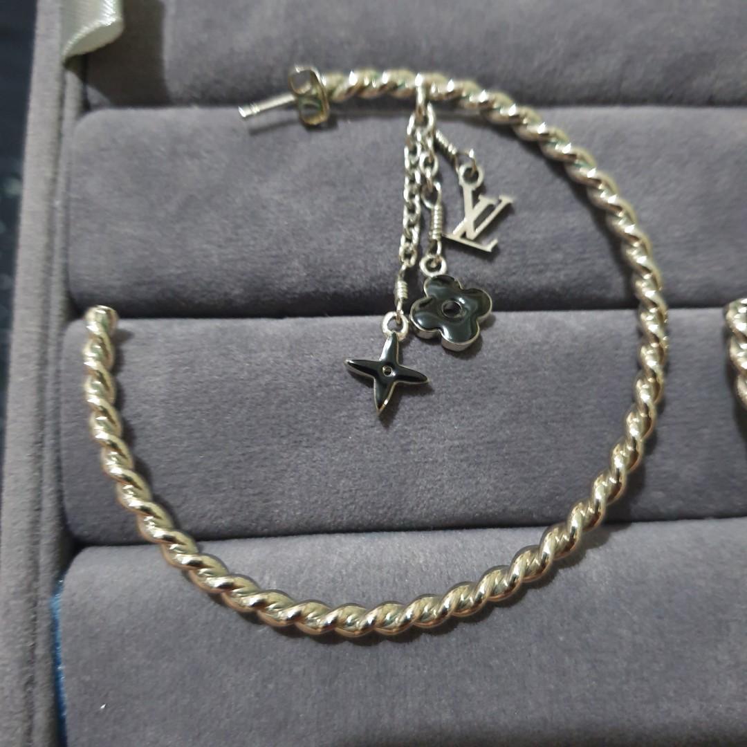 Louis Vuitton Silver Sweet Monogram Creole Hoop Earrings Silvery