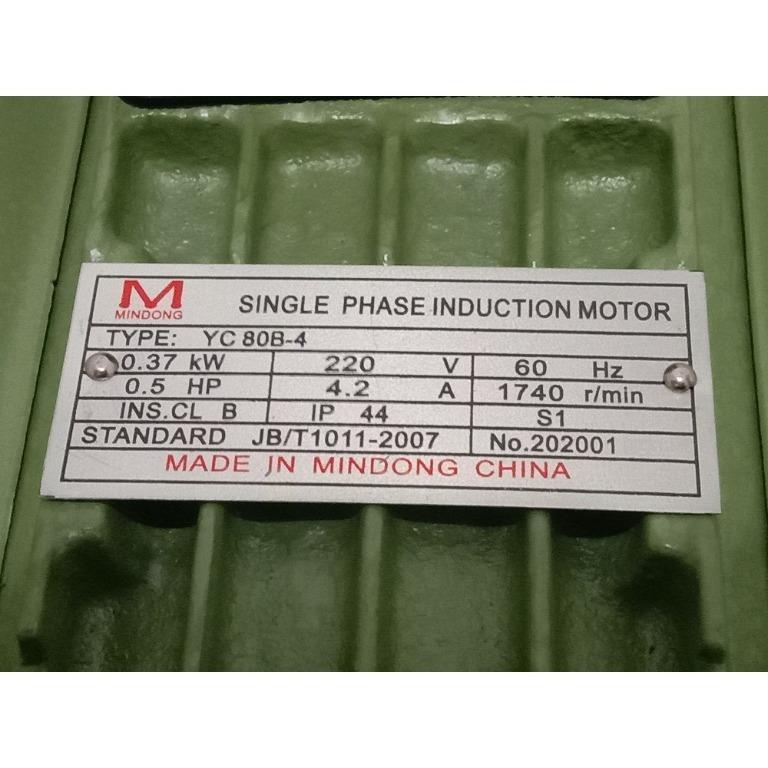 Mindong Electric Motor 1/2HP (Single Phase), Commercial & Industrial
