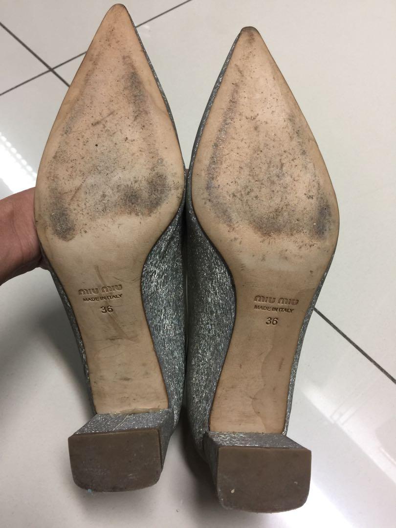 Miu Miu Silver Pumps Heels, Fesyen 