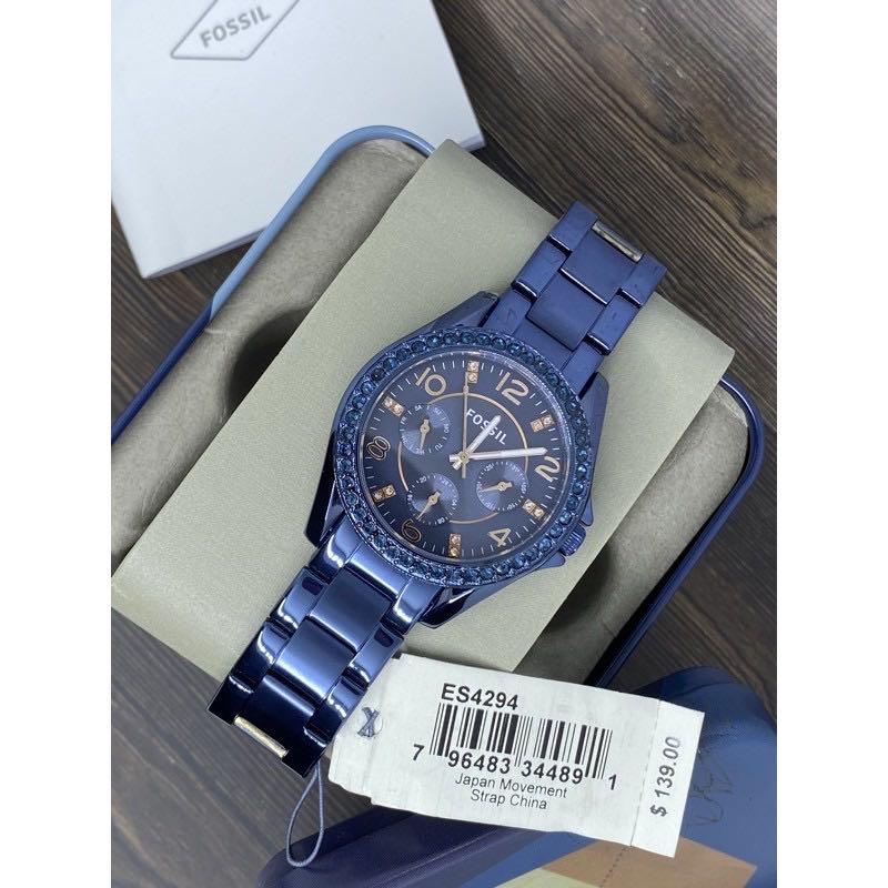 Original 100 Fossil Watch Riley Blue ES4294 Fesyen Wanita Jam