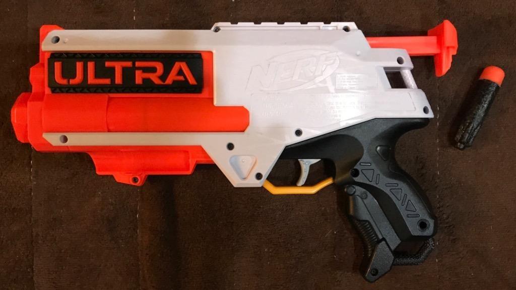 Original Nerf ULTRA Four Blaster Excellent Condition Like New (Category: Action & Battle Toys) located in Makati City. Submitted by shirley.shirley1 (Listing ID 1085615643, Image 2). Description: Original Nerf ULTRA Four Excellent Condition Like New Collectible Item 100% Tested and Working Shoots Hard Comes with 1 Ultra Dart Please See Picture For Reference Excellent Gift Idea For Kids and Kids @ Heart Experience Nerf Ultra Blasters -THE GOLD STA