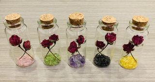 ‘Bella’ series charms: Preserved Rose in Glass Vial on a Crystal Bed