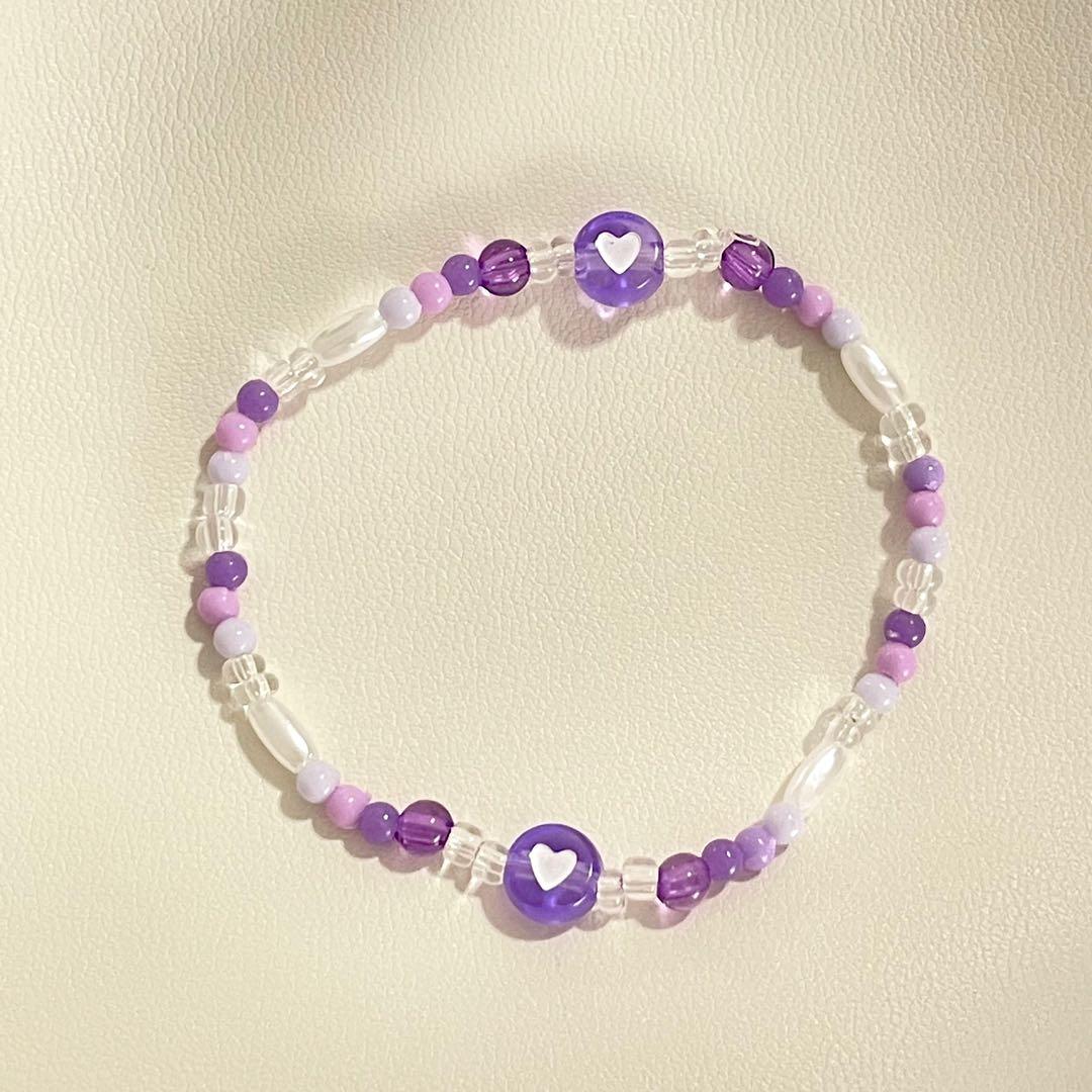 purple heart beaded bracelet