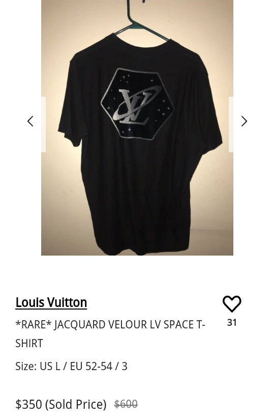 Louis Vuitton Men's Blue Cotton Jacquard Velour LV Space T-Shirt