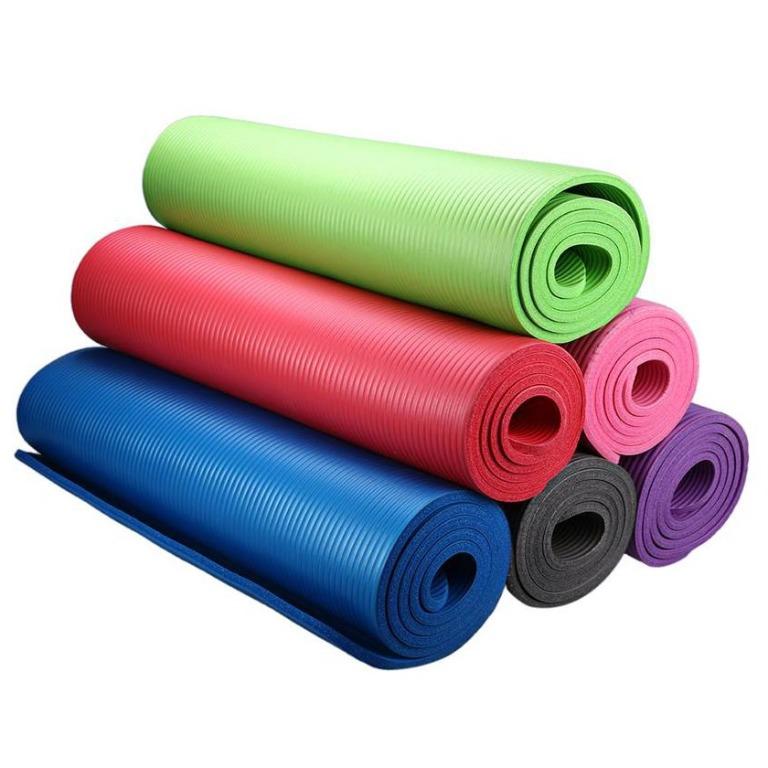 🔥SG Ready Stock All-Purpose Extra Thick High Density NBR Exercise Yoga Mat  with Carrying Strap, Sports Equipment, Exercise & Fitness, Exercise Mats on  Carousell