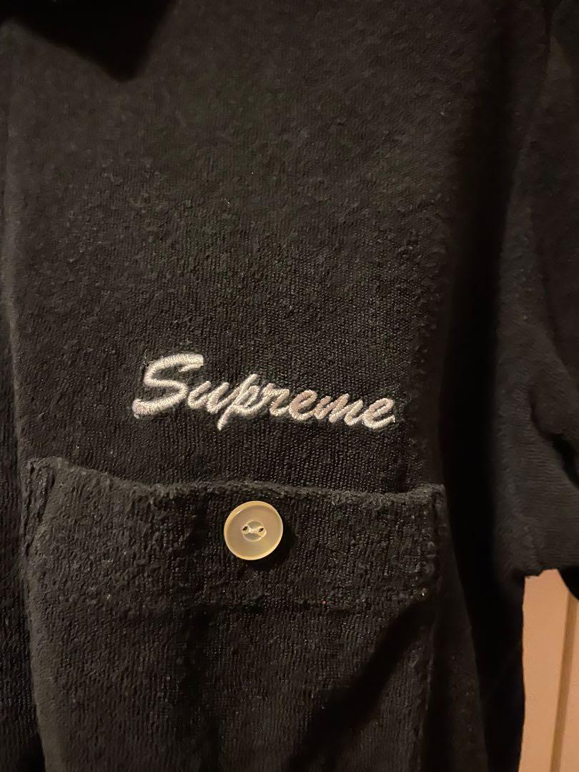 Supreme S/S 17 Black Terry Button Up Shirt, Men's Fashion, Tops