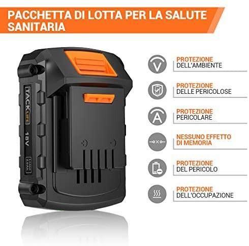 TACKLIFE BLPCD02B Electric Cordless Drill 18 V Brushless with Impact 2 Lithium Batteries 2.0 Ah 20 3 Coppie Max 65 N.m M2152