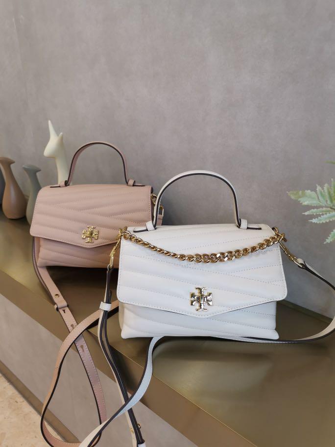 Tory burch kira chevron sales top handle satchel classic taupe