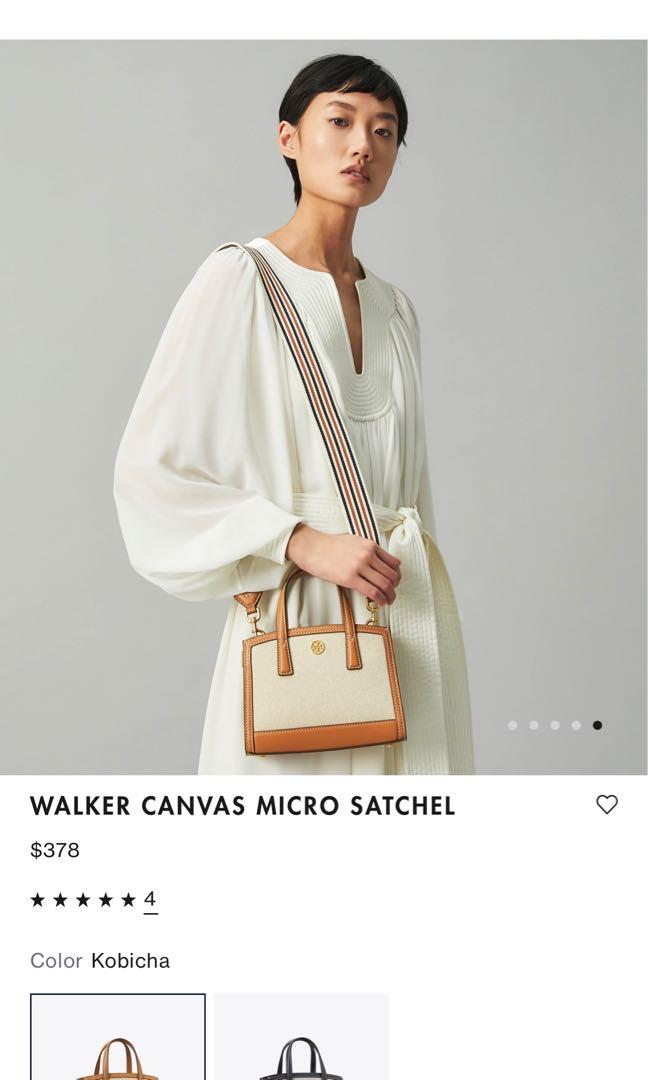 TORY BURCH WALKER CANVAS MICRO SATCHEL MINI SIZE, 女裝, 手袋及銀包, 多用途袋- Carousell
