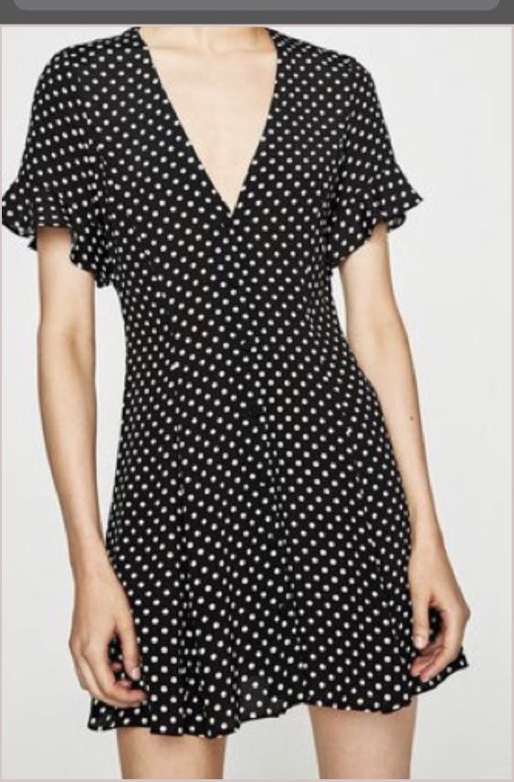 polka dot button front dress