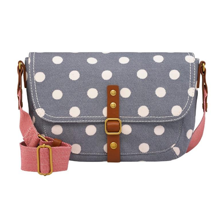 100 Authentic Cath Kidston Blue Button Spot Twill Satchel Cross body Bag