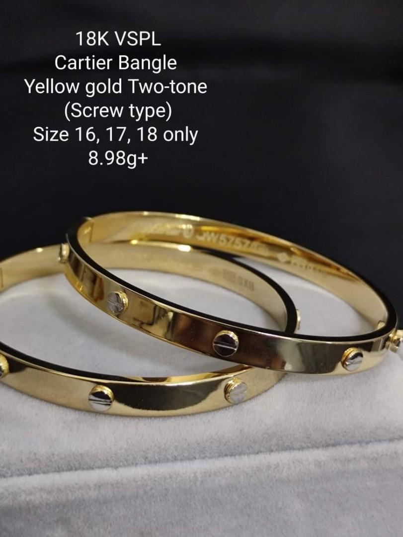 18k CARTIER YELLOW 2TONE GOLD BANGLE Women s Fashion Jewelry