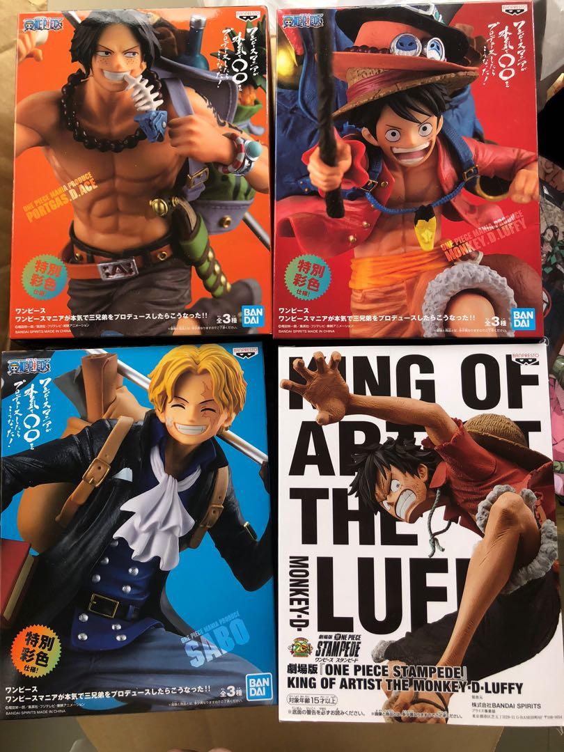 一套四盒金證 日版海賊王模型one Piece 路飛luffy 日本正版金證mania Three Brother 三兄弟狂熱figure 波特卡斯 D 艾斯蒙其 D 魯夫薩波 興趣及遊戲 玩具 遊戲類