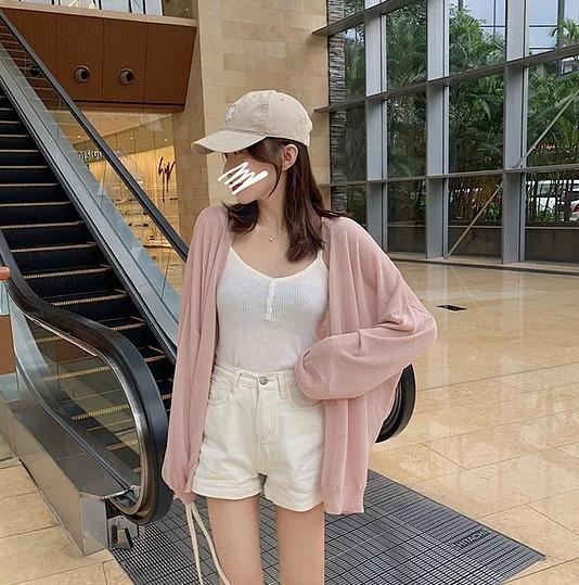 Pink sheer cardigan top