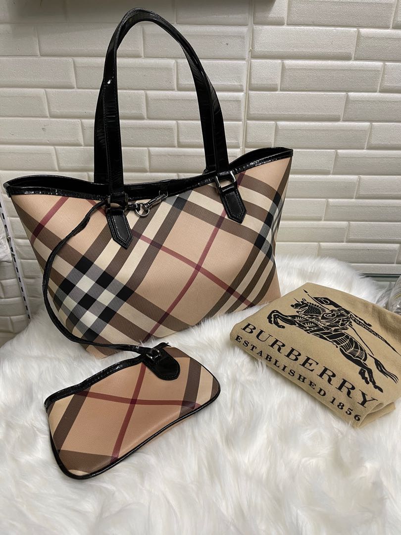 Authentic Burberry Novacheck Neverfull Type Tote Shoulder Bag In