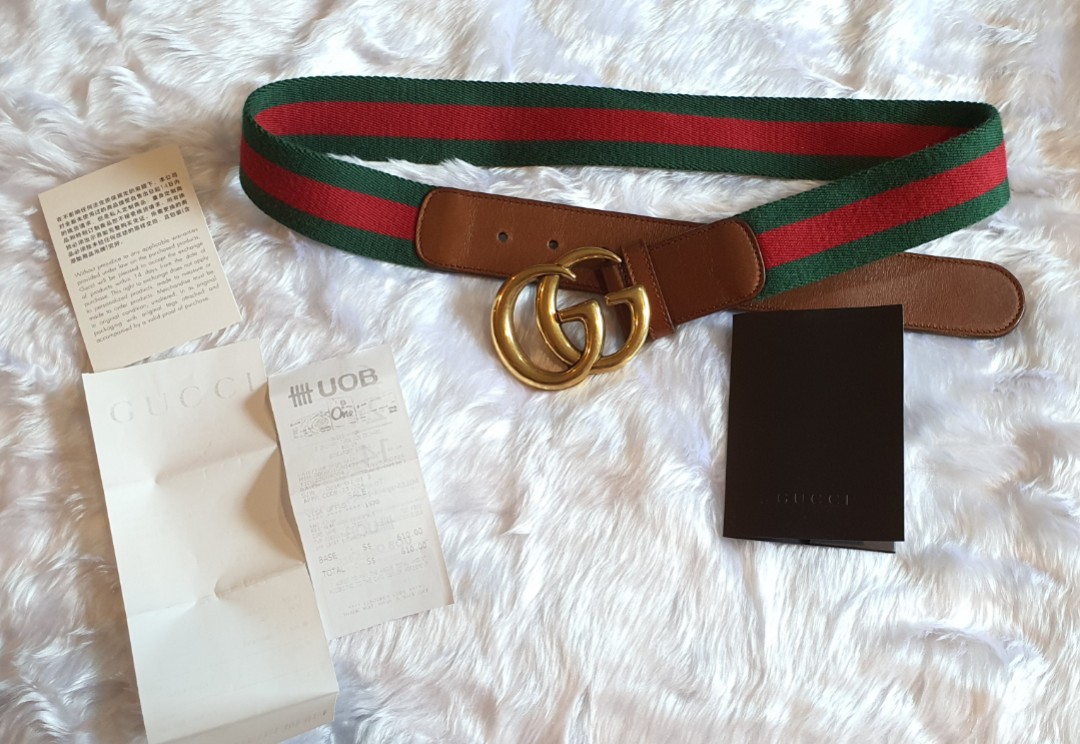 Authentic Gucci Web Belt w Double G 