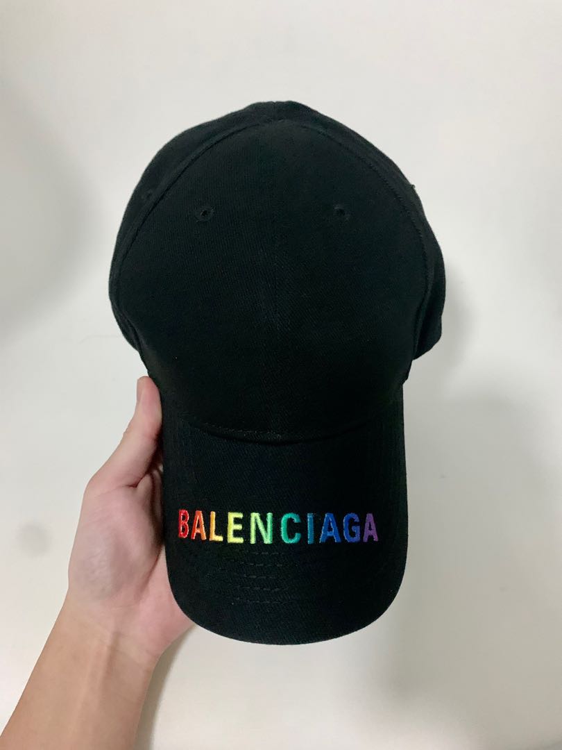 Balenciaga Logo Embroidered Baseball Cap Rainbow Men s Fashion