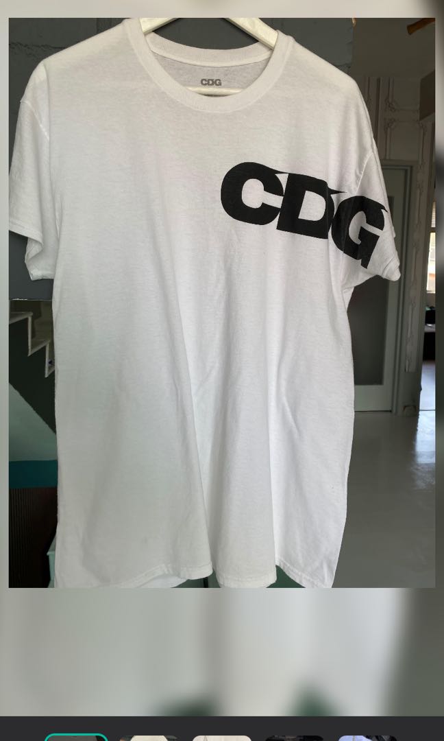 Cdg x Hanes white logo tee