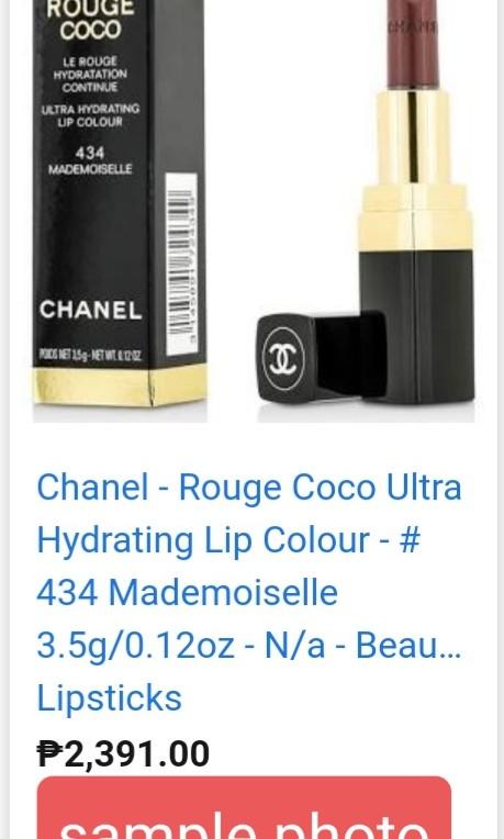 Rouge Coco Ultra Hydrating Lip Colour - 434 Mademoiselle by Chanel for  Women - 0.12 oz Lipstick 