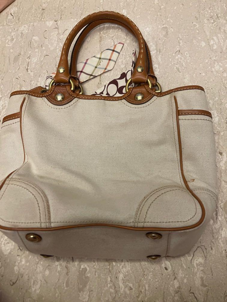 White coach purse with colored c's online