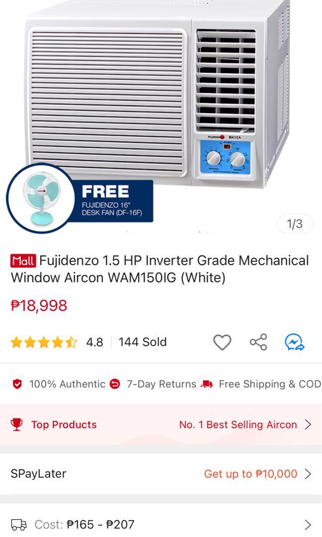 Fujidenzo 1.5 HP Inverter Grade Mechanical Window Aircon *READ ...