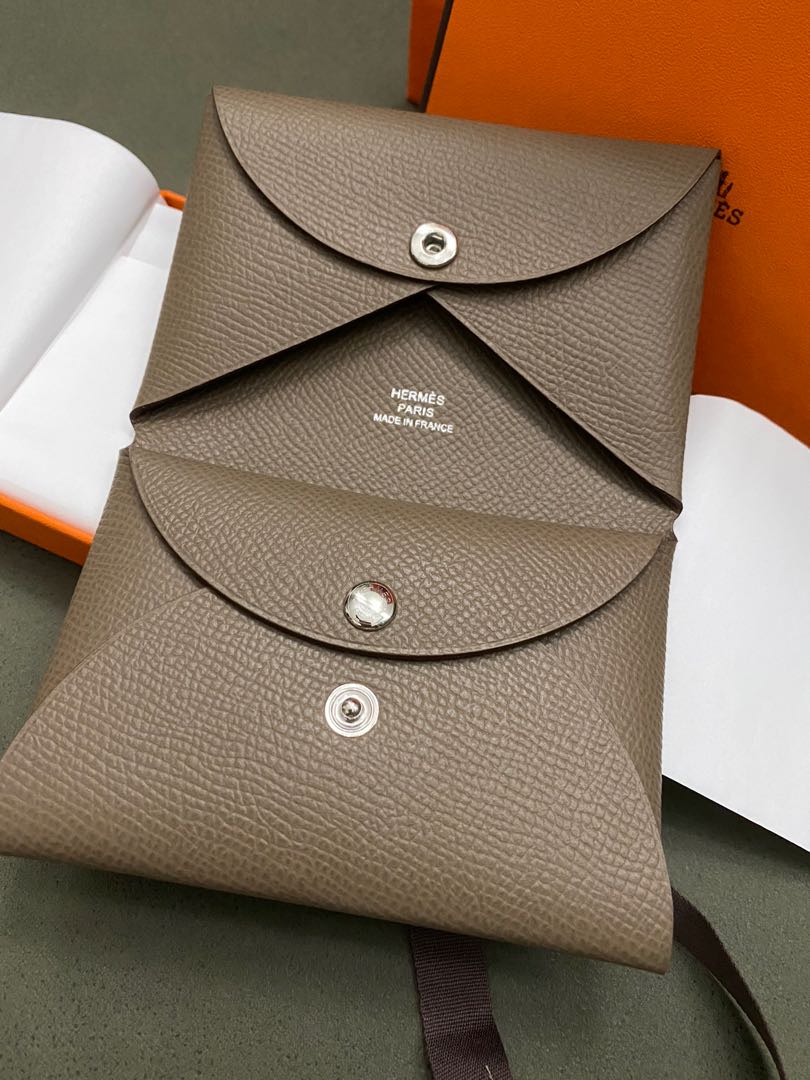 Hermes Calvi Duo Card Holder, Luxury, Bags & Wallets on Carousell