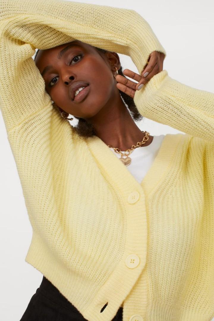h m yellow cropped cardigan Women s Fashion Tops Other Tops on Carousell
