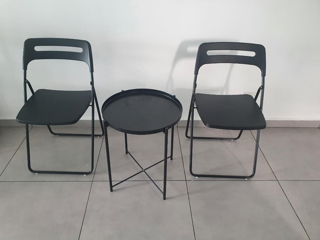 Ikea 2 Chairs & Table Set, Home & Furniture, Furniture on Carousell