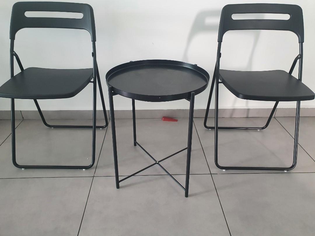Ikea 2 Chairs & Table Set, Home & Furniture, Furniture on Carousell