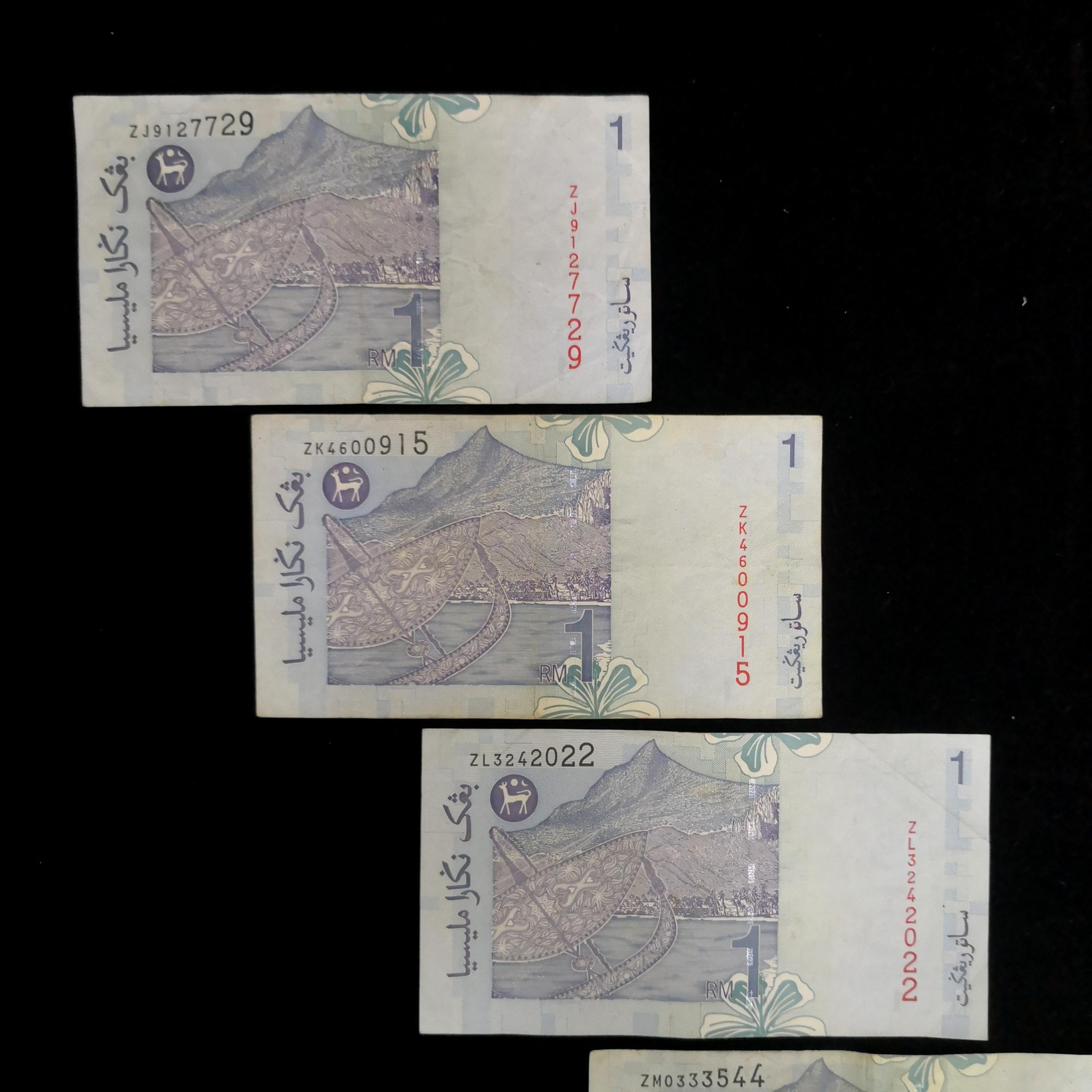 5 X Malaysia RM1 1 Ringgit 11th Series Z series banknote ZJ ZK