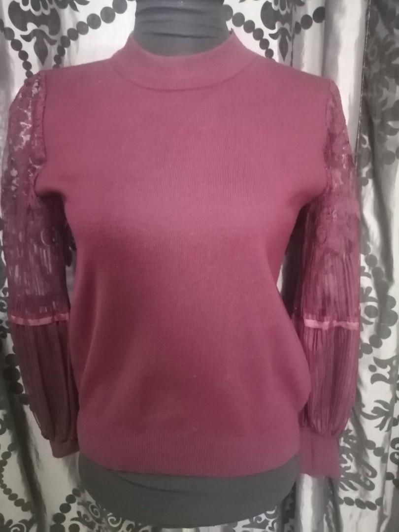 Maroon puffed sleeves. Zara inspired. Good condition. (Category: Longsleeves) located in Las Pinas. Submitted by starclosetcleanup (Listing ID 1085882234, Image 1). Description: Maroon puffed sleeves. Zara inspired. Good condition..